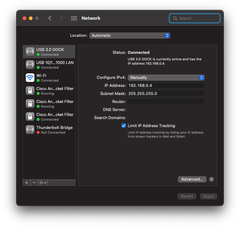 Configuration de l'adresse IP